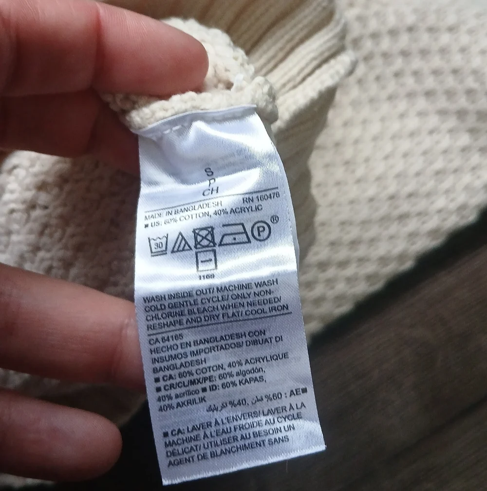 Cream Cable Knit Sweater Cozy Rory Cotton Blend Size Small - Picture 3 of 5